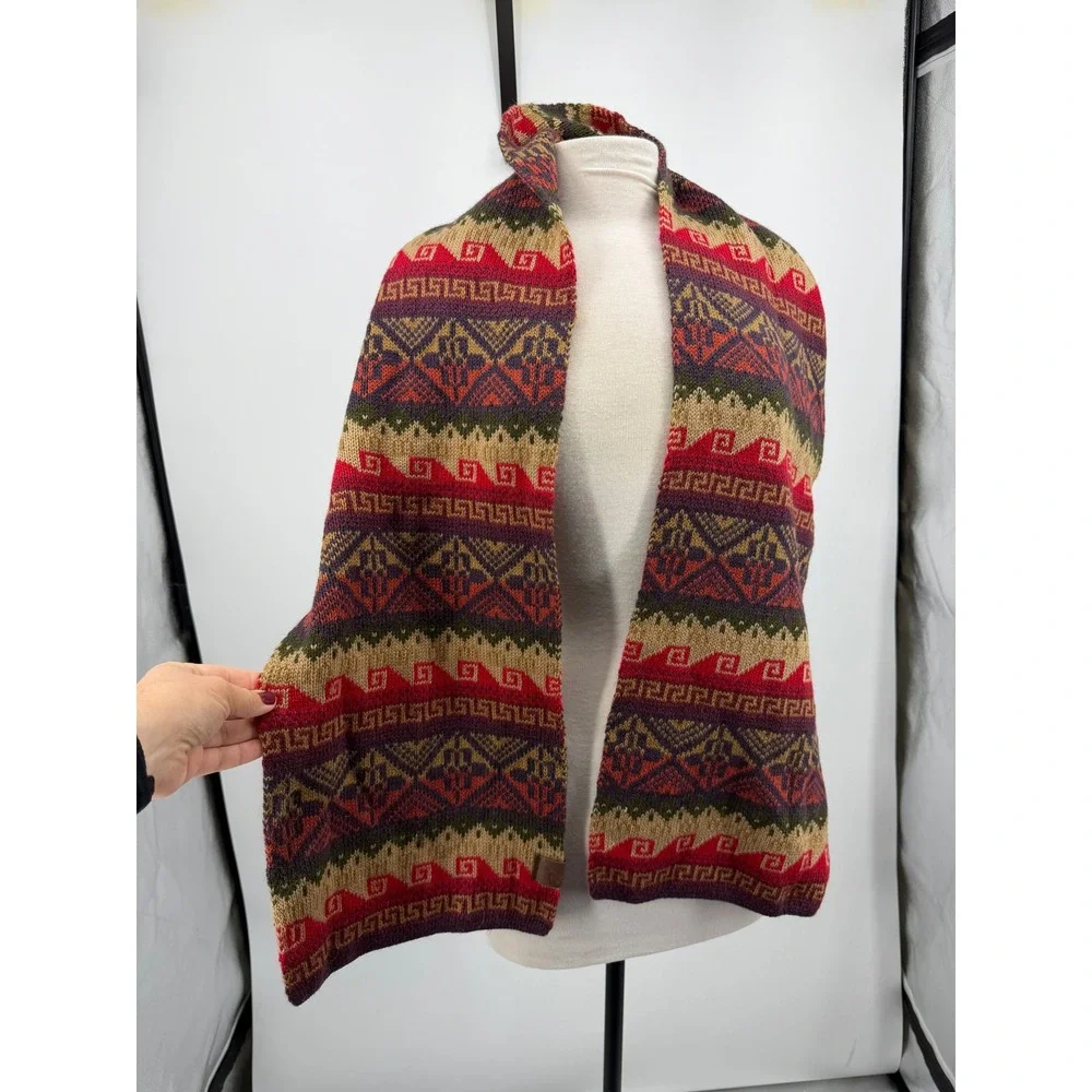 SanYork Fair Trade Scarf Womens OS Multi 100% Alpaca Knit Geometric Peru